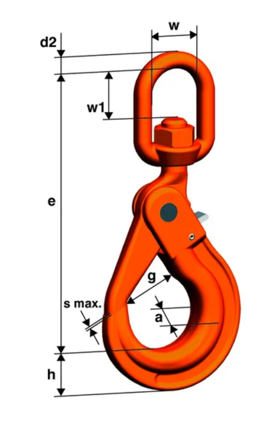 58843 - Pewag Swivel Safety Hook - Drawing