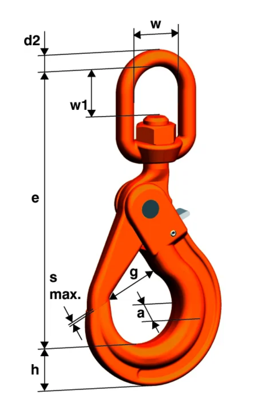 58844 - Pewag Swivel Safety Hook - Drawing